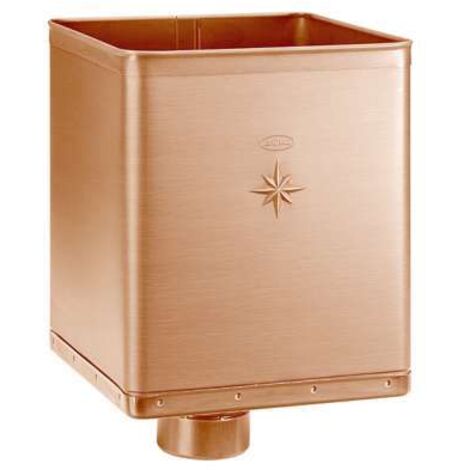 GRÖMO Kupfer Design-Wasserfangkasten CU ø100 mit Stern exzentrisch 240x240x333, 61176
