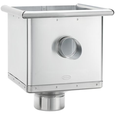 GRÖMO® Verzinkter Wasserfangkasten kubisch exzentrisch mit Überlauf ø80, 283x240x240, 51691