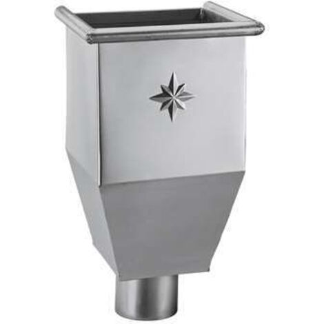 GRÖMO ZINK Wasserfangkasten lang TITANZINK ø100 wandanliegend mit Stern 220x220x385, 63204