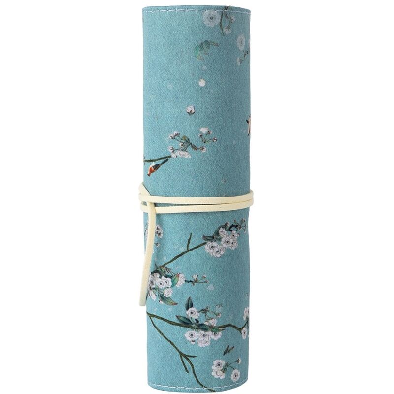 Image of Großes, faltbares Federmäppchen im Retro-Stil im chinesischen Stil mit Federmuster (Blumen)