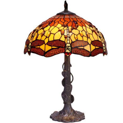 Größere Tischlampe mit geformtem Sockel, Durchmesser 40 cm, Serie Belle Amber