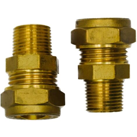 GROHE 127804 - Coppia di adattatori per raccordi UK 15 mm di compressione con filettatura maschio BSP da 3/8 pollici, ottone