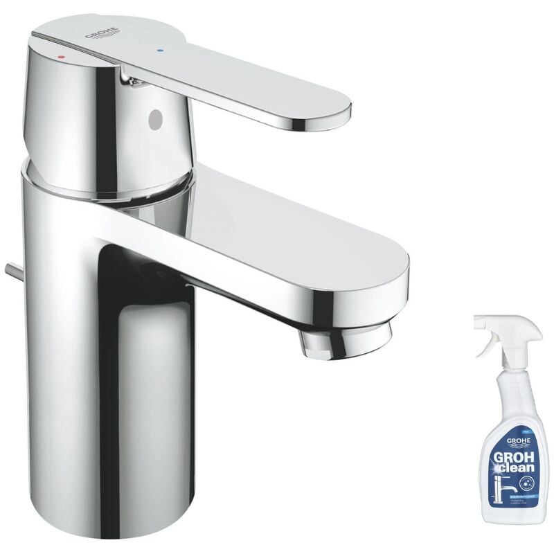 Mitigeur lavabo Grohe Quickfix Get Taille s avec tirette et vidage ouverture eau standard + nettoyant GrohClean - Chromé
