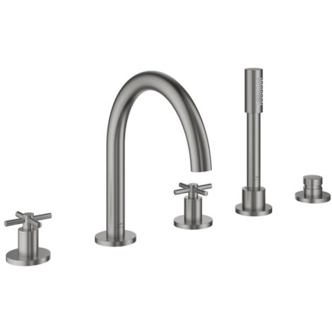 GROHE 5-Loch-Wannen-Kombination Atrio 29408 FMS Kreuz-Griff supersteel, 29408DC0