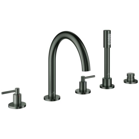 Grohe 5-Loch-Wannen-Kombination Atrio mit Hebelgriff, hard graphite gebürstet