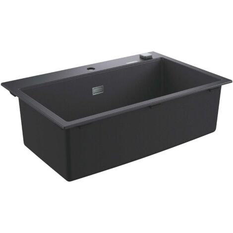 Grohe Abwäschen - Kompositspüle K700, Ablaufgarnitur mit Exzenterbedienung, 78x51 cm, schwarz Granit 31652AP0