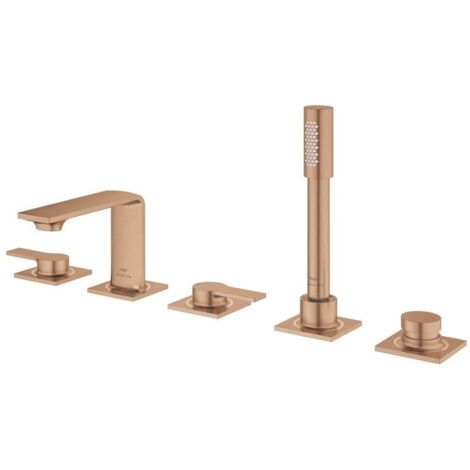 Grohe Allure 5-Loch-Wannenkombination Warm Sunset gebürstet für Fliesenbankmontage, Hebelgriffe