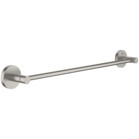 Grohe – Barre porte-serviettes 50cm finition Supersteel – Fixations cachées – Métal inox – Longueur utile 450mm – Tenue 10kg max