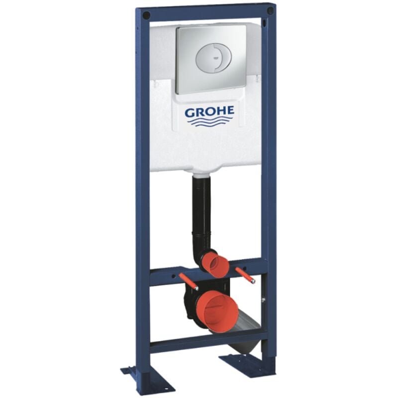 Bati support wc largeur reduite Plaque commande Skate Air Grohe horizontal Chrome