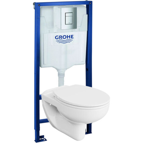 GROHE Bâti-support Solido + Lavita WC Arctic suspendu blanc sans bord + panneau de commande Delta 25 chrome  Kit complet WC