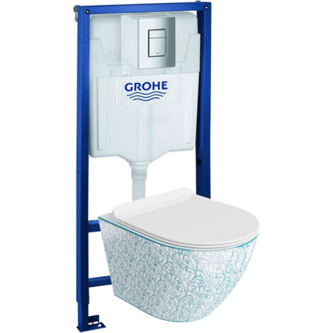 GROHE Bâti-support Solido + Lavita WC Sofi Slim Kresz suspendu blanc sans bord + panneau de commande Delta 25 chrome  Kit complet WC