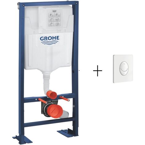 Grohe – Bâti support WC Solido – Installation facile – Châssis acier époxy – Réservoir 6-9L – Compatible mécanisme pneumatique – Plaque de commande blanche