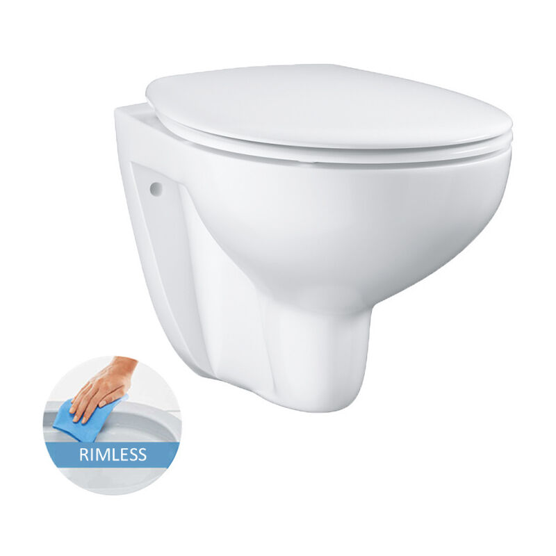 Bau Ceramic rimless wall-mounted toilet + removable seat (BauClassic) - Grohe
