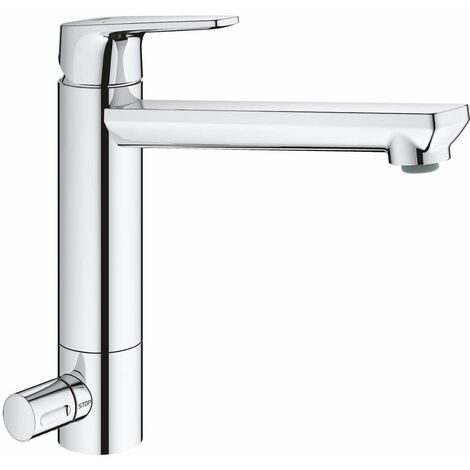 Grohe BauEdge - Miscelatore da lavello con valvola di arresto, cromo 31696000