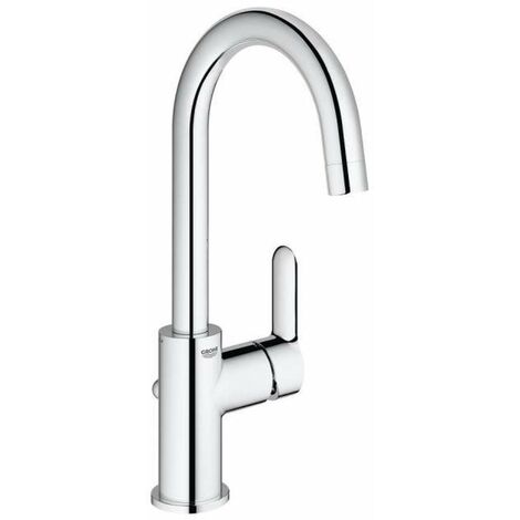 Grohe BauEdge - Miscelatore monocomando L per lavabo, con piletta di scarico, cromato 23760000