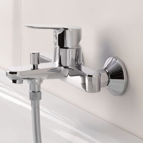 Grohe BauEdge Wannenarmatur 23334000 chrom, mit Rückflussverhinderer und Umstellung