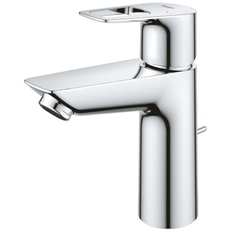 Grohe BauLoop 1-Loch-Einhand-Waschtischbatterie M-Size, Temperaturbegrenzer, LowFlow 3,5l/min, Chrom, Zugstangen-Garnitur