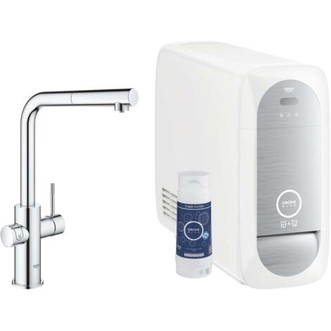 Grohe Blue Home - Spültischarmatur Connected mit ausziehbarer Brause, mit Kühlgerät und Filterung, Chrom 31927001