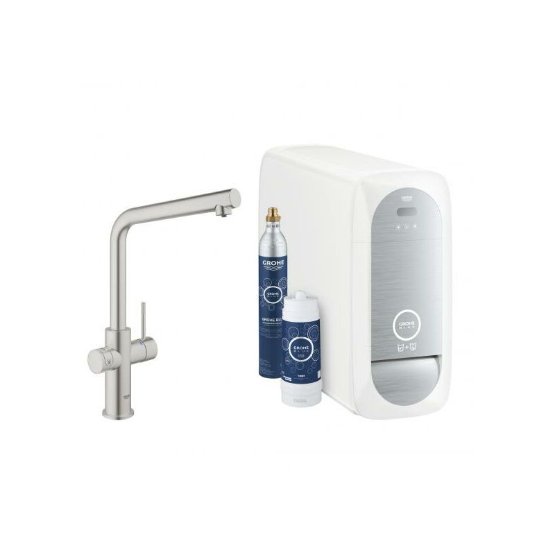 

Blue Home L-spout Starter Kit 31454 Mezclador monomando de fregadero con función de filtro, con refrigerador y WIFI, color: súper acero - 31454DC1