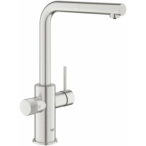 Grohe Blue Pure - Spültischarmatur Minta mit Filterfunktion und ausziehbarer Brause, Supersteel 30601DC0