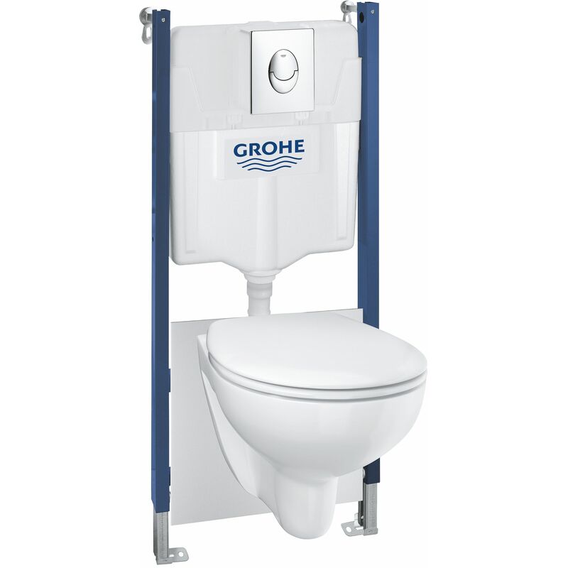 Pack Solido 5 en 1 : Rapid sl, plaque de commande, wc rimless Bau Ceramic, équerres et set d'isolation 39419000 - Grohe