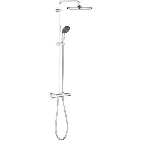 Grohe Colonna doccia Vitalio Start Ecojoy con miscelatore termostatico, soffione da 250 mm, doccetta a 2 getti, cromo (26816000)