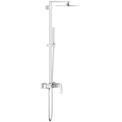 Grohe – Colonne de douche Euphoria Cube – Finition chrome – Pommeau rond 230mm – Flexible 1750mm – Système anticalcaire SpeedClean