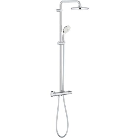 Grohe – Colonne de douche hydromassante TEMPESTA SYSTEM 210 – Mitigeur thermostatique avec inverseur – Douche de tête 390 mm – Débit 9,5 l/min