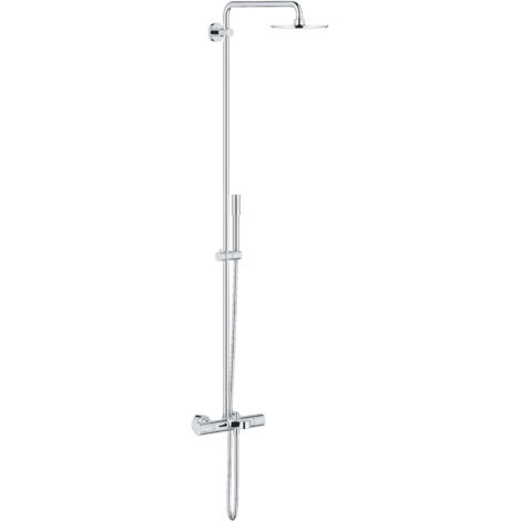 Grohe – Colonne de douche sans robinetterie finition chrome – Pomme haute 200mm – Longueur flexible 1,5m – Pour rinçage 14 litres