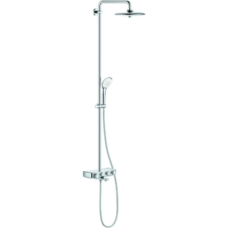 Grohe – Colonne de douche thermostatique Euphoria SmartControl 260 Mono – Pommeau 3 jets – Bras orientable 450 mm – Flexible Silverflex 1750 mm