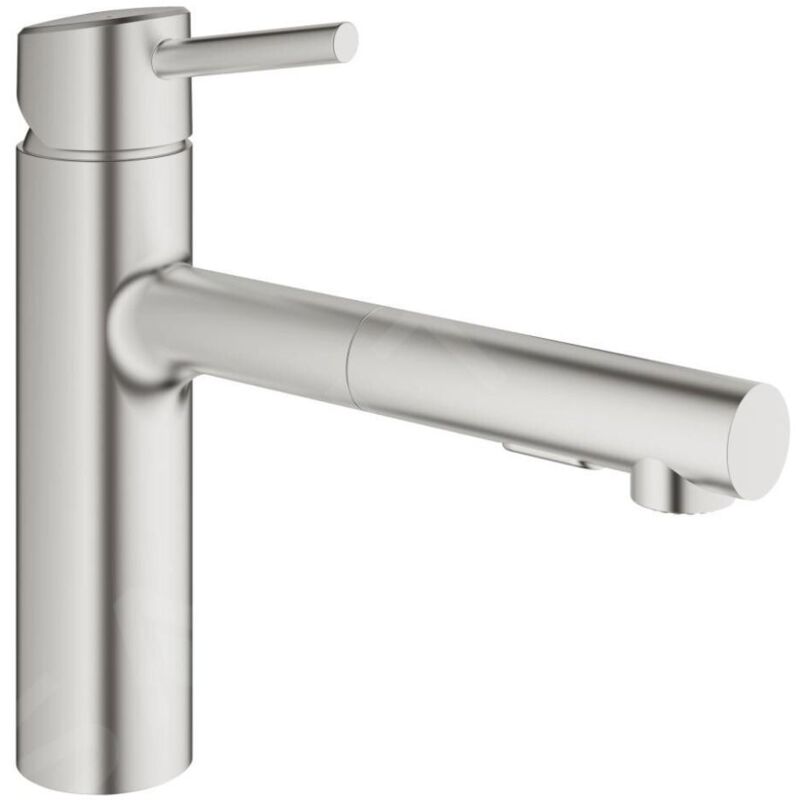 Grohe - Mitigeur monocommande évier cuisine avec douchette extractible, finition Supersteel