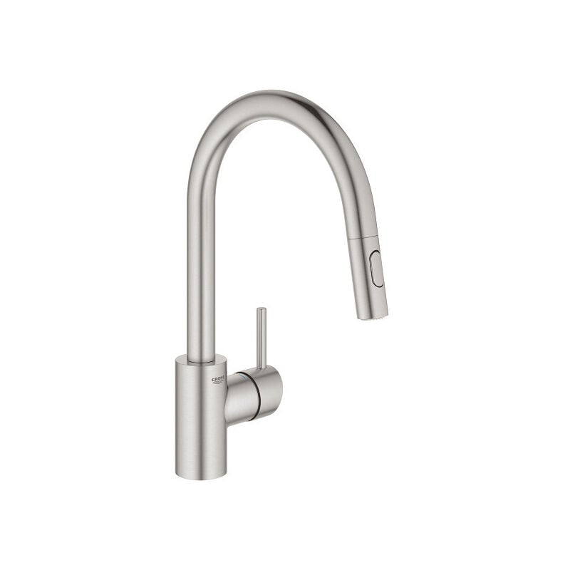 Grohe - concetto Mitigeur monocommande pour évier avec douchette extractible 2 jets, Inox brossé (G-31483dc2)