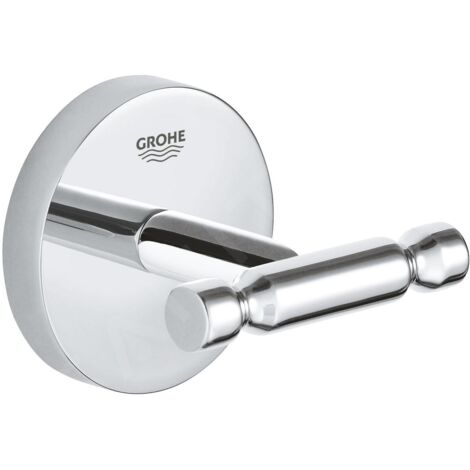 Grohe – Crochet pour peignoirs en métal 41168000 – Fixation dissimulée – Finition chromée – Installation par collage ou perçage