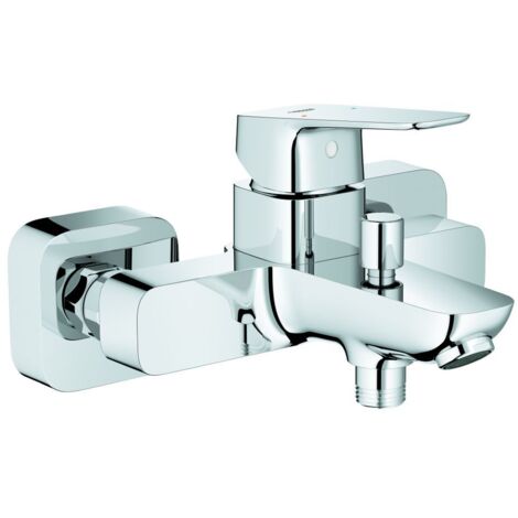 Grohe Cubeo Einhand-Wannenbatterie Chrom, Wandmontage mit S-Anschlüssen und Wandrosette
