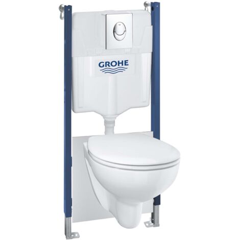 Grohe – Cuvette Edge en céramique pour WC suspendu – Bâti-support avec plaque de déclenchement Start – Abattant softclose – 39419000