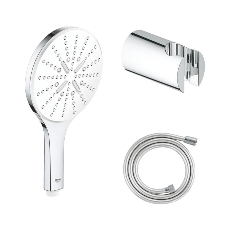 Grohe - Pack douchette ronde 3 jets Vitalio Smartactive + Flexible 1500 chromé + Support mural