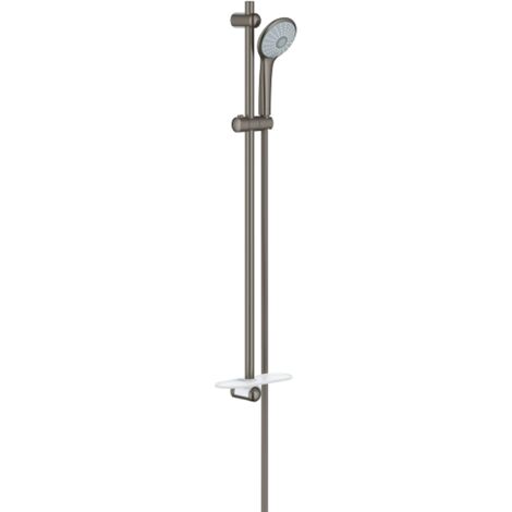 Grohe – Douchette à main 3 jets 110 mm – Barre de douche 900 mm – Finition Hard Graphite Brossé – Technologie DreamSpray pour jets uniformes - 27226AL1