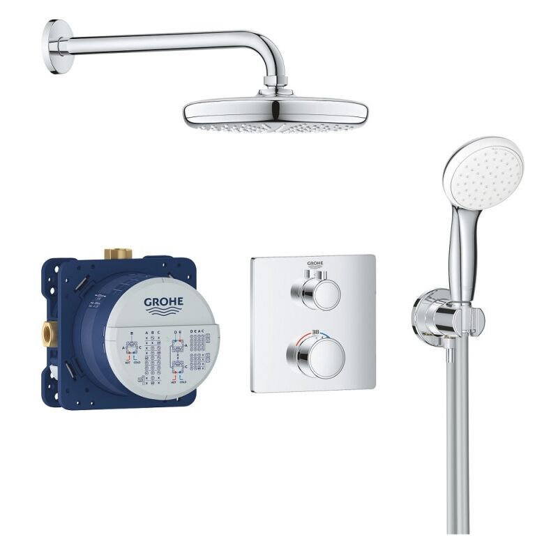 Set de douche encastré GROHE Tempesta 210 GROTHERM Chromé - 34729000