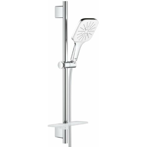 Grohe – Ensemble de douche 3 jets avec barre 600mm – Douchette Vitalio SmartActive 130 Cube – Finition chromée durable – Système anti-calcaire SpeedClean
