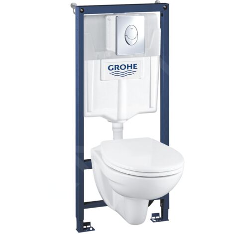 Grohe – Pack complet WC suspendu avec cuvette céramique et abattant SoftClose – Réservoir 6-9L – Plaque de déclenchement Skate Air – 39192000