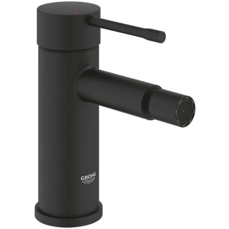 Grohe Essence 1-Loch-Einhand-Bidetbatterie Phantom Black, glatter Körper Zugstangen-Garnitur, Professional Edition