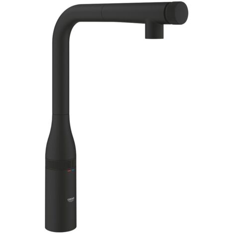 Grohe Essence 1-Loch-Einhand-Spültischbatterie SmartControl Phantom Black, ausziehbarer Laminarbrause, Professional Edition
