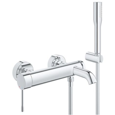 Grohe Essence 1-Loch-Einhand-Wannenbatterie mit Brausegarnitur, Chrom, Professional Edition