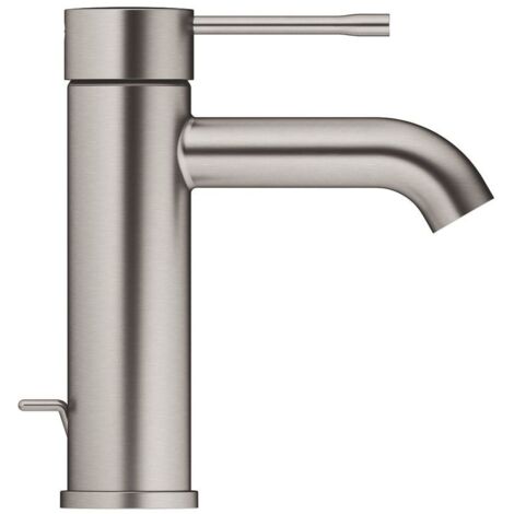 Grohe Essence 1-Loch-Einhand-Waschtischbatterie S-Size, Hard Graphite gebürstet, Zugstangen-Garnitur, fester Auslauf, 5l/min
