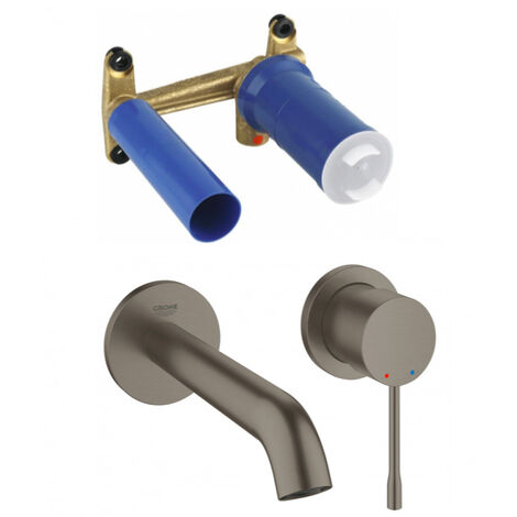 Grohe Essence 2-Loch-Einhand-Waschtischmischer-Set Size M, Hard Graphite gebürstet (19408AL1-set)