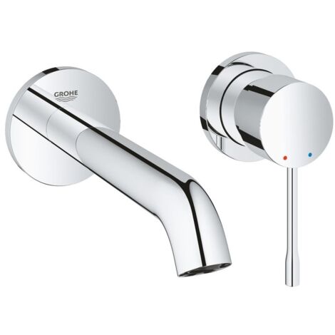 Grohe Essence 2-Loch-Waschtisch-Wandbatterie Ausladung 183mm, Chrom, Professional Edition, Fertigmontageset