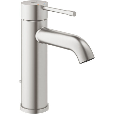 Grohe Essence Einhebelmischer Größe S mit Zugstange und Ablaufgarnitur, Keramikkartusche, Supersteel (24171DC1)