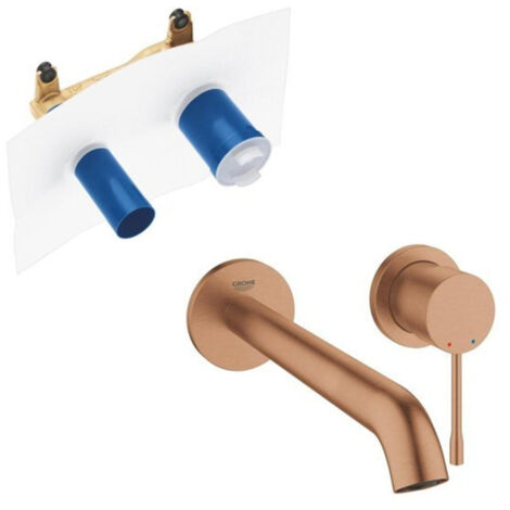 GROHE Essence New Mitigeur de Lavabo Encastré - Bec 23 cm - Taille L - Partie Encastrée - Finition Brushed Warm Sunset