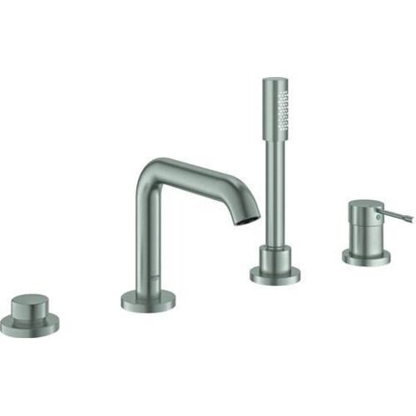 GROHE essence set de finition pour mitigeur de baignoire à quatre trous, pré-assemblé, bec de baignoire, mitigeur à levier unique, inverseur, douche de baignoire, douche à main, tuyau de 2000 avec et 