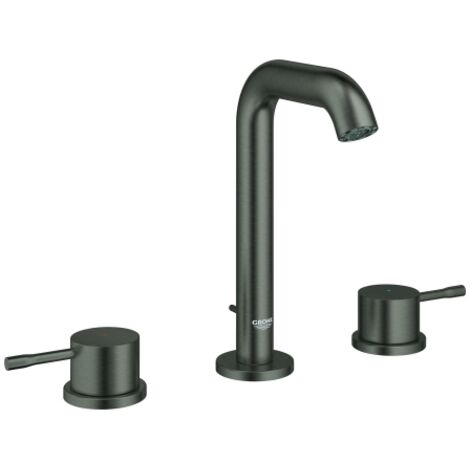 Grohe Essence - Waschtischarmatur mit Ablaufgarnitur, 3-Loch-Montage, Hard Graphite gebürstet 20296AL1